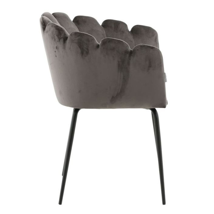 Venture Home Chaise à dîner Limhamn Velours Noir et gris - Photo n°8