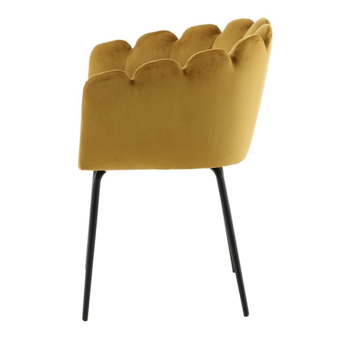 Venture Home Chaise à dîner Limhamn Velours Noir et jaune - Photo n°4