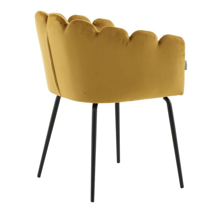 Venture Home Chaise à dîner Limhamn Velours Noir et jaune - Photo n°7