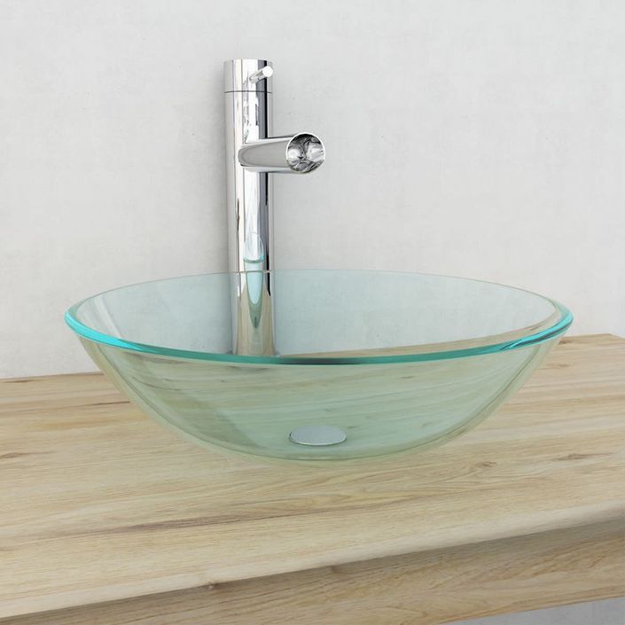 Verre trempé de lavabo 42 cm Transparent - Photo n°2