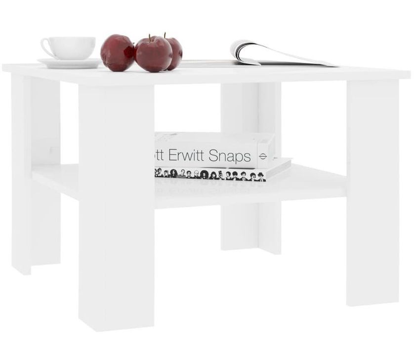 Table basse Blanc brillant 60 x 60 x 42 cm - Photo n°1