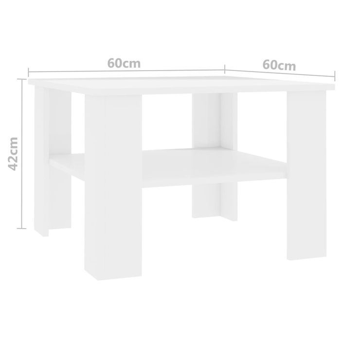 Table basse Blanc brillant 60 x 60 x 42 cm - Photo n°5
