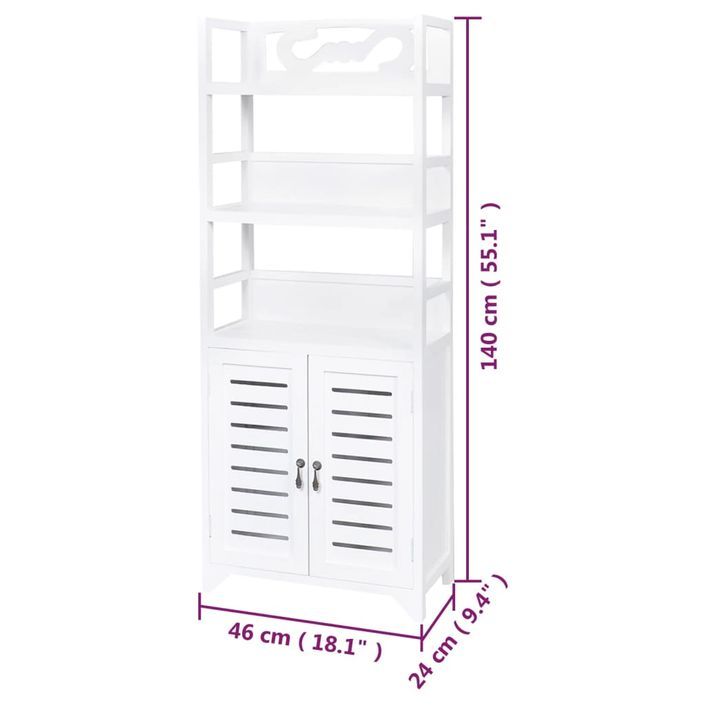 Vitrine Blanc 46x24x140 cm Bois de Paulownia solide - Photo n°7