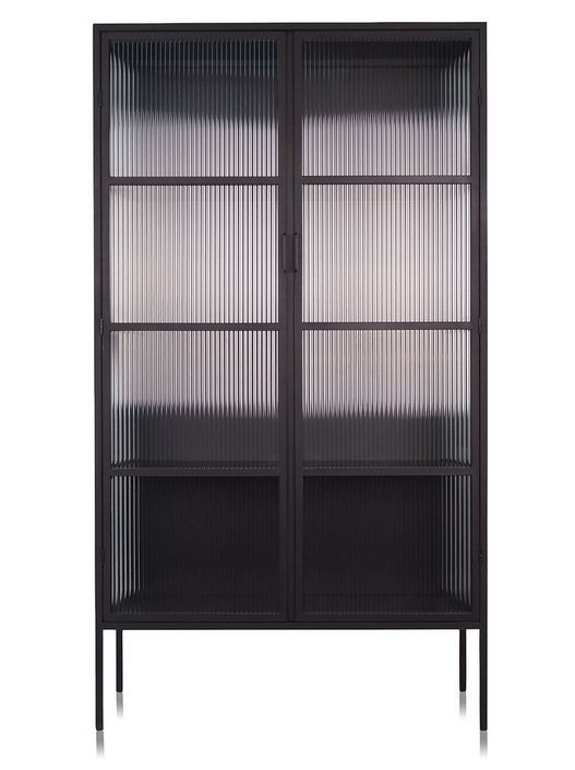 Vitrine design acier noir et verre trempé teinté Ombra 100 cm - Photo n°2