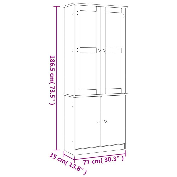 Vitrine en verre ALTA blanc 77x35x186,5 cm bois de pin massif - Photo n°8