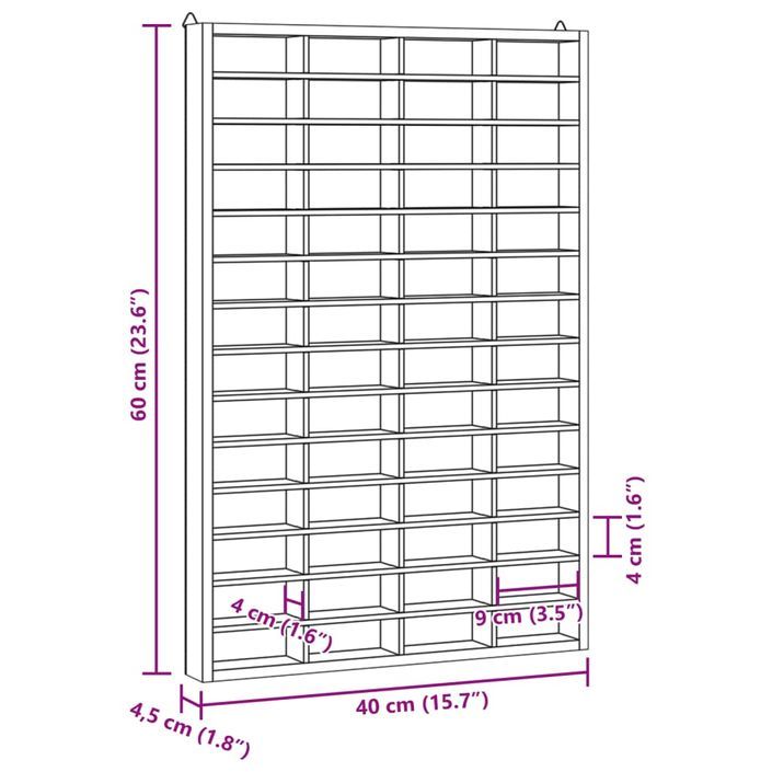 Vitrine murale avec 56 compartiments 40x4,5x60 cm - Photo n°9