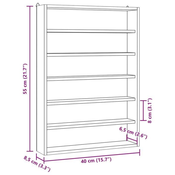 Vitrine murale avec 6 étagères 40x8,5x55 cm - Photo n°9