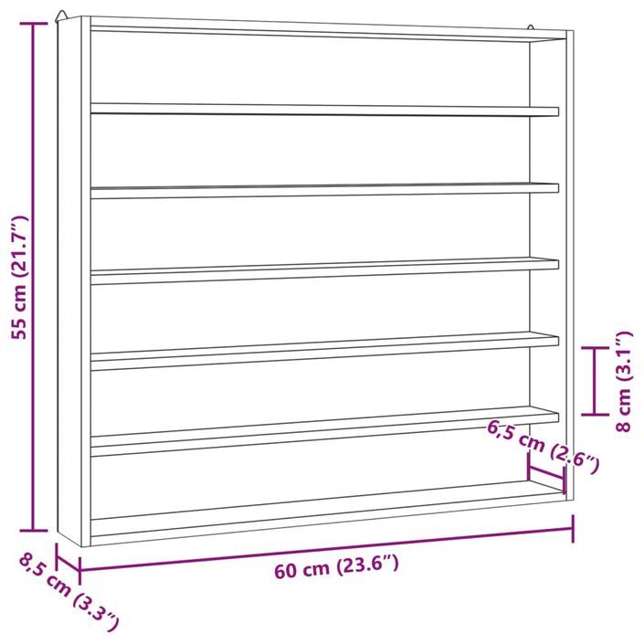 Vitrine murale avec 6 étagères 60x8,5x55 cm - Photo n°9