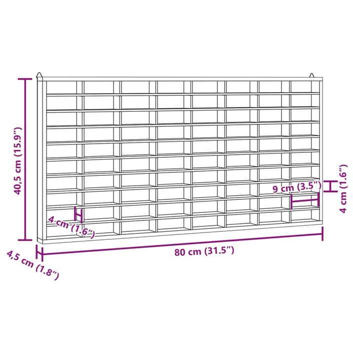 Vitrine murale avec 80 compartiments 80x4,5x40,5 cm - Photo n°9