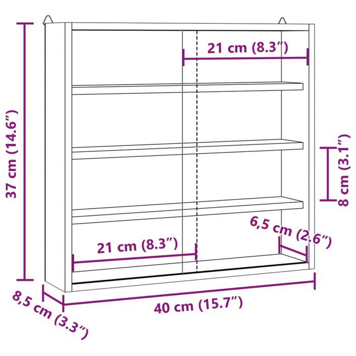 Vitrine murale avec portes 40x8,5x37 cm - Photo n°10