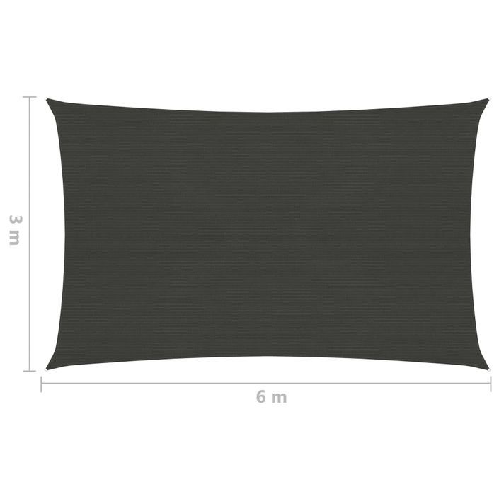 Voile d'ombrage 160 g/m² Anthracite 3x6 m PEHD - Photo n°6