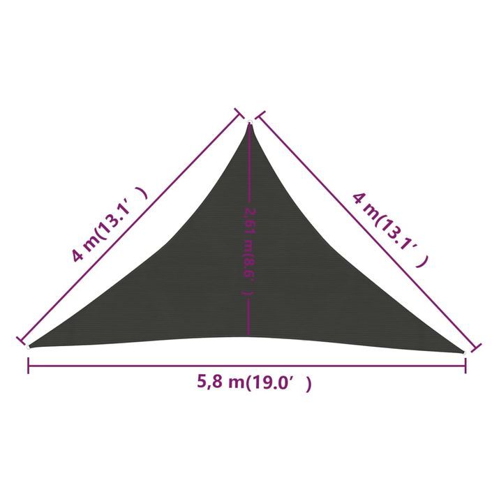 Voile d'ombrage 160 g/m² Anthracite 4x4x5,8 m PEHD - Photo n°6