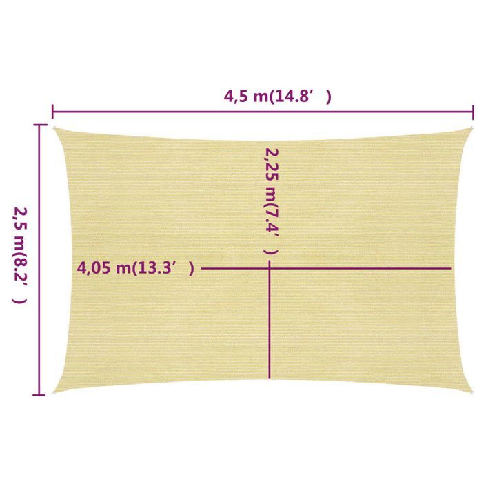 Voile d'ombrage 160 g/m² Beige 2,5x4,5 m PEHD - Photo n°6