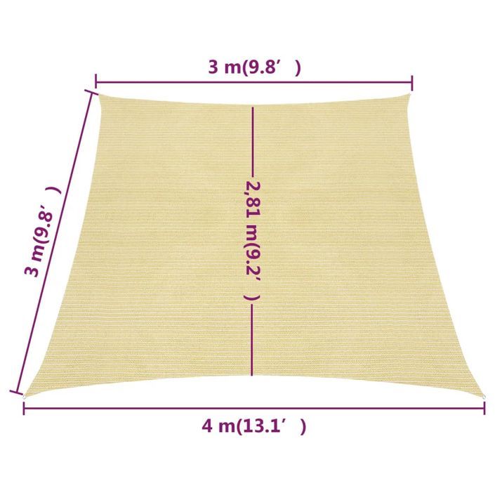 Voile d'ombrage 160 g/m² Beige 3/4x3 m PEHD - Photo n°6