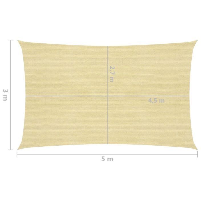 Voile d'ombrage 160 g/m² Beige 3x5 m PEHD - Photo n°6