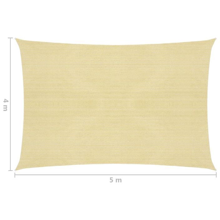 Voile d'ombrage 160 g/m² Beige 4x5 m PEHD - Photo n°6