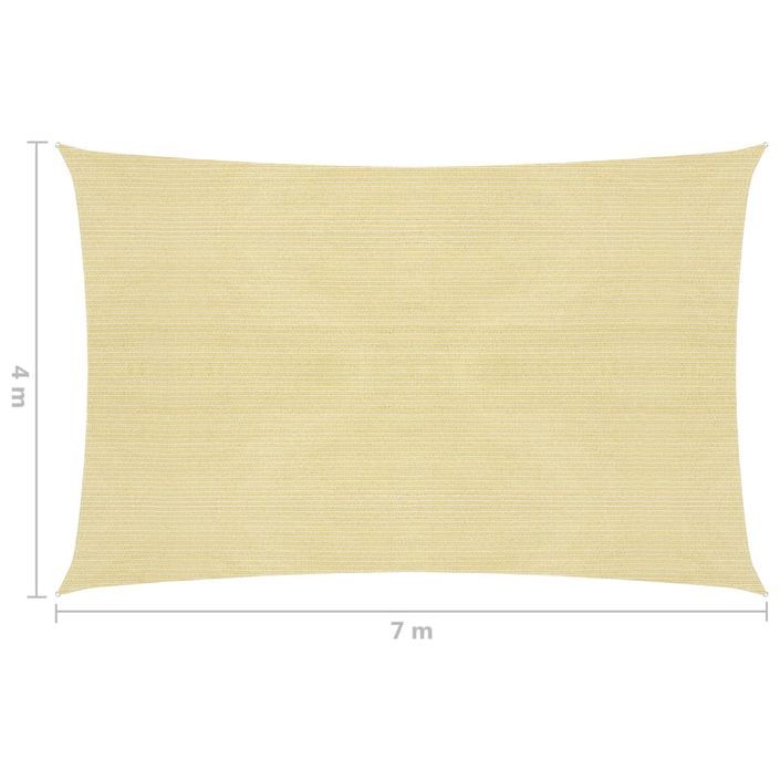 Voile d'ombrage 160 g/m² Beige 4x7 m PEHD - Photo n°6