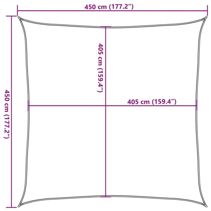 Voile d'ombrage 160 g/m² carré gris clair 4,5x4,5 m PEHD - Photo n°10