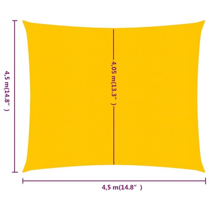 Voile d'ombrage 160 g/m² carré jaune 4,5x4,5 m PEHD - Photo n°6