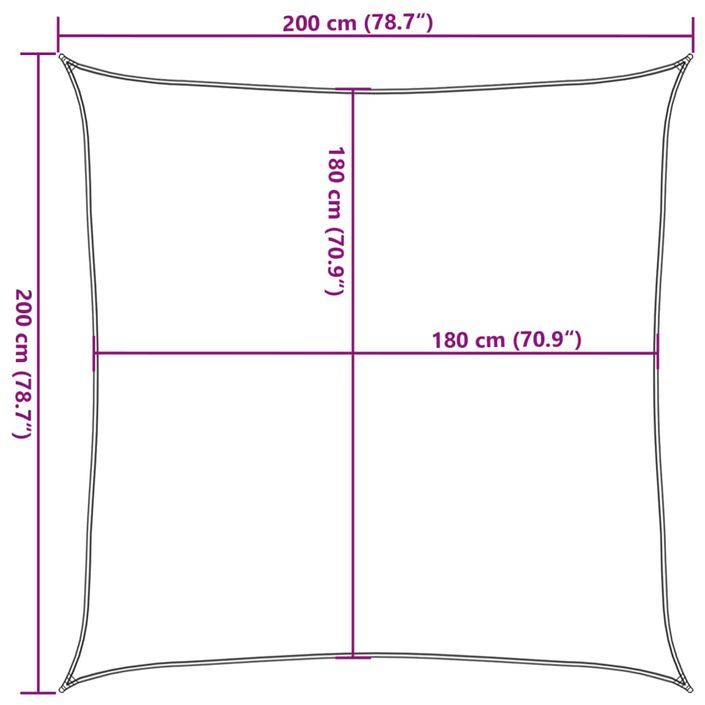 Voile d'ombrage 160 g/m² carré sable 2x2 m PEHD - Photo n°10