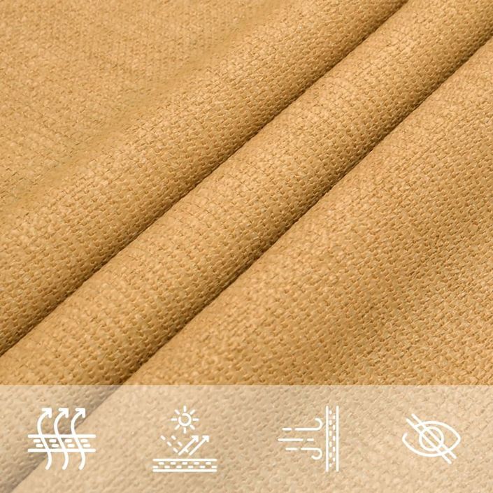 Voile d'ombrage 160 g/m² carré sable 3,6x3,6 m PEHD - Photo n°8