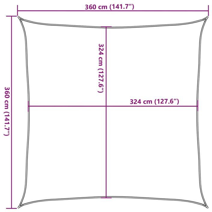 Voile d'ombrage 160 g/m² carré sable 3,6x3,6 m PEHD - Photo n°10