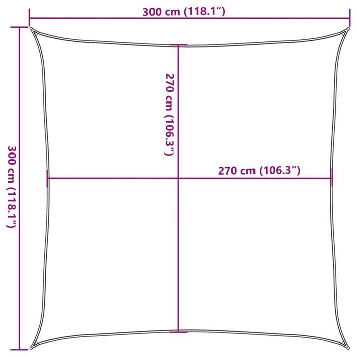 Voile d'ombrage 160 g/m² carré sable 3x3 m PEHD - Photo n°10