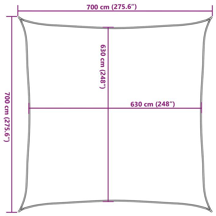 Voile d'ombrage 160 g/m² carré sable 7x7 m PEHD - Photo n°10