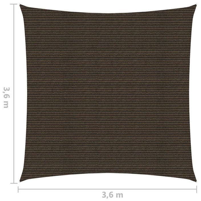 Voile d'ombrage 160 g/m² Marron 3,6x3,6 m PEHD - Photo n°6