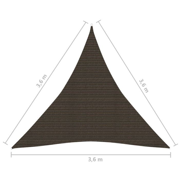 Voile d'ombrage 160 g/m² Marron 3,6x3,6x3,6 m PEHD - Photo n°6