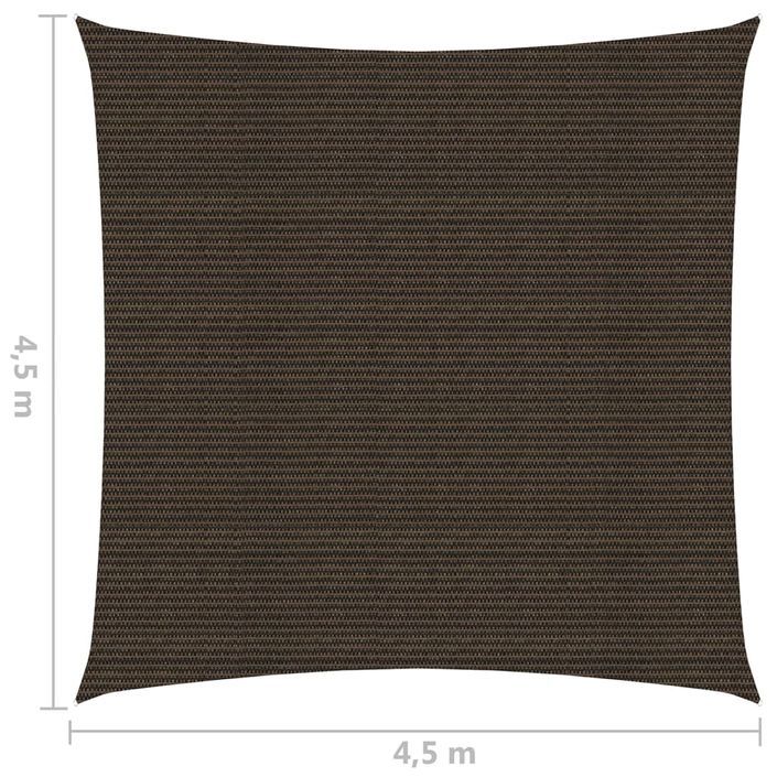 Voile d'ombrage 160 g/m² Marron 4,5x4,5 m PEHD - Photo n°6