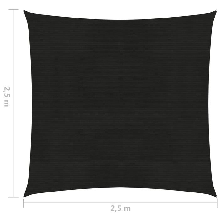 Voile d'ombrage 160 g/m² Noir 2,5x2,5 m PEHD - Photo n°6