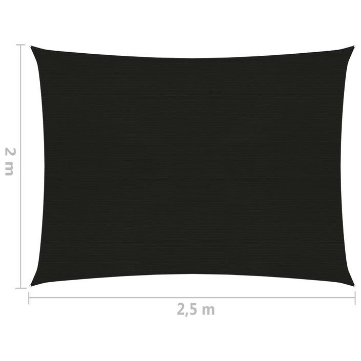 Voile d'ombrage 160 g/m² Noir 2x2,5 m PEHD - Photo n°6