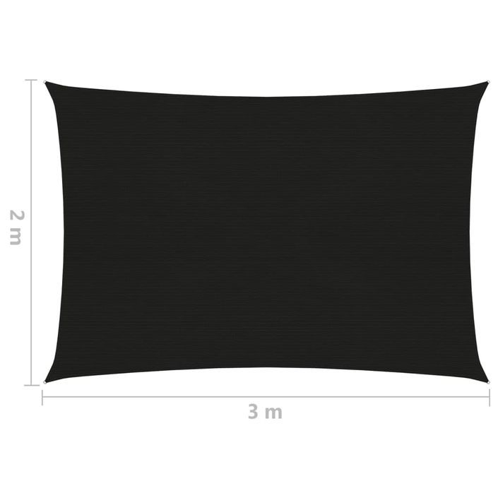 Voile d'ombrage 160 g/m² Noir 2x3 m PEHD - Photo n°6