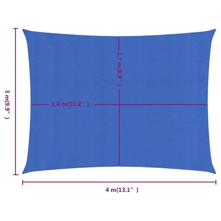 Voile d'ombrage 160 g/m² rectangulaire bleu 3x4 m PEHD - Photo n°6