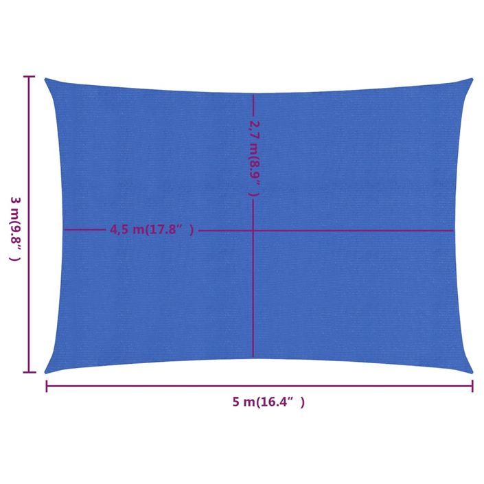 Voile d'ombrage 160 g/m² rectangulaire bleu 3x5 m PEHD - Photo n°6