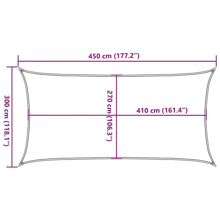 Voile d'ombrage 160 g/m² rectangulaire gris clair 3x4,5 m PEHD - Photo n°10