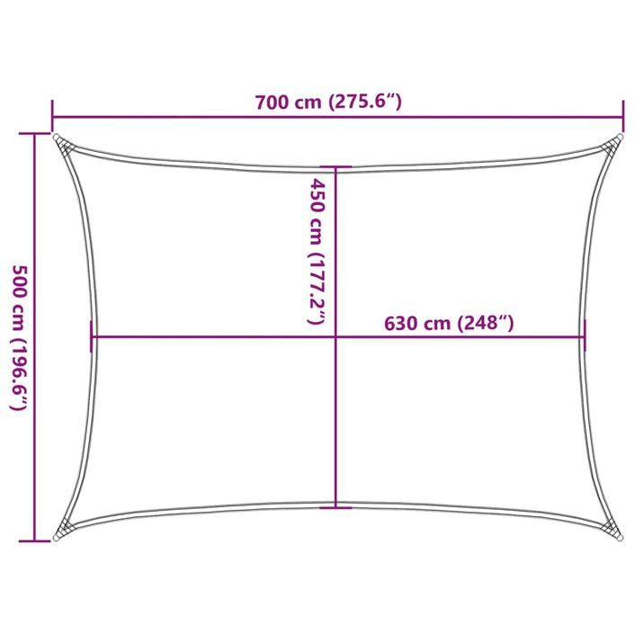 Voile d'ombrage 160 g/m² rectangulaire gris clair 5x7 m PEHD - Photo n°10