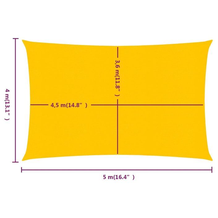 Voile d'ombrage 160 g/m² rectangulaire jaune 4x5 m PEHD - Photo n°6