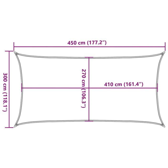 Voile d'ombrage 160 g/m² rectangulaire sable 3x4,5 m PEHD - Photo n°10