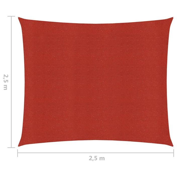 Voile d'ombrage 160 g/m² Rouge 2,5x2,5 m PEHD - Photo n°6