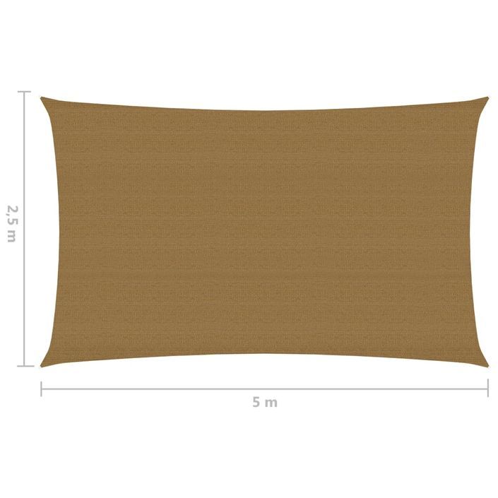 Voile d'ombrage 160 g/m² Taupe 2,5x5 m PEHD - Photo n°6