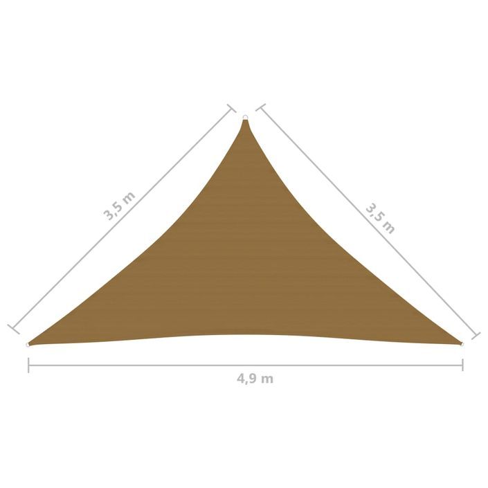 Voile d'ombrage 160 g/m² Taupe 3,5x3,5x4,9 m PEHD - Photo n°6