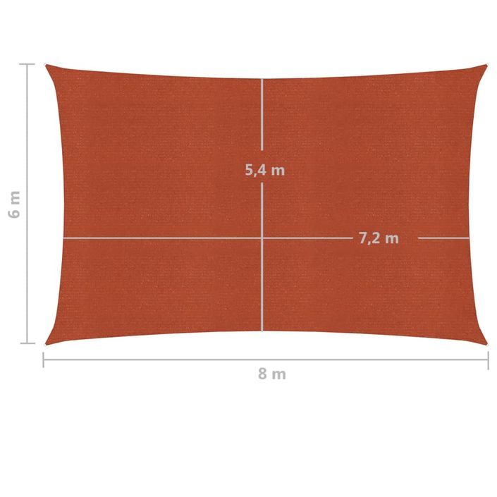 Voile d'ombrage 160 g/m² Terre cuite 6x8 m PEHD - Photo n°6