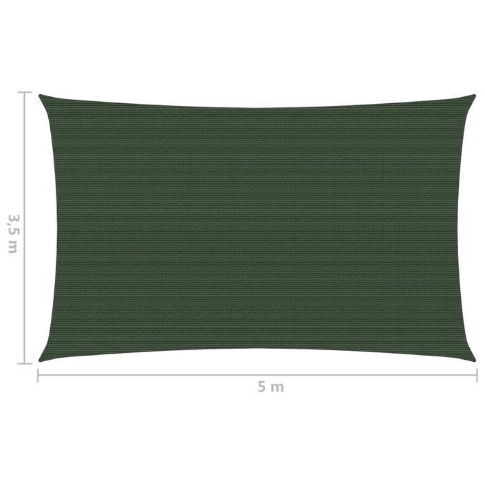 Voile d'ombrage 160 g/m² Vert foncé 3,5x5 m PEHD - Photo n°6