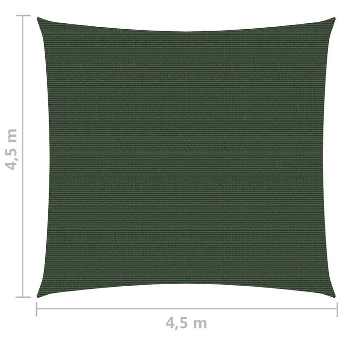 Voile d'ombrage 160 g/m² Vert foncé 4,5x4,5 m PEHD - Photo n°6