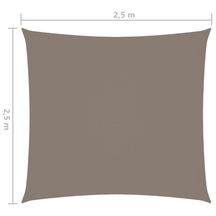 Voile de parasol Tissu Oxford carré 2,5x2,5 m Taupe - Photo n°6