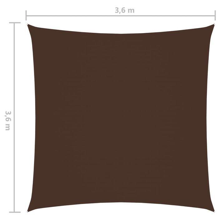 Voile de parasol Tissu Oxford carré 3,6x3,6 m Marron - Photo n°6