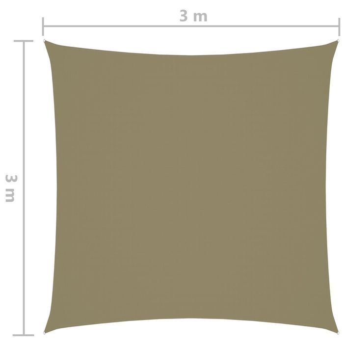 Voile de parasol Tissu Oxford carré 3x3 m Beige - Photo n°6