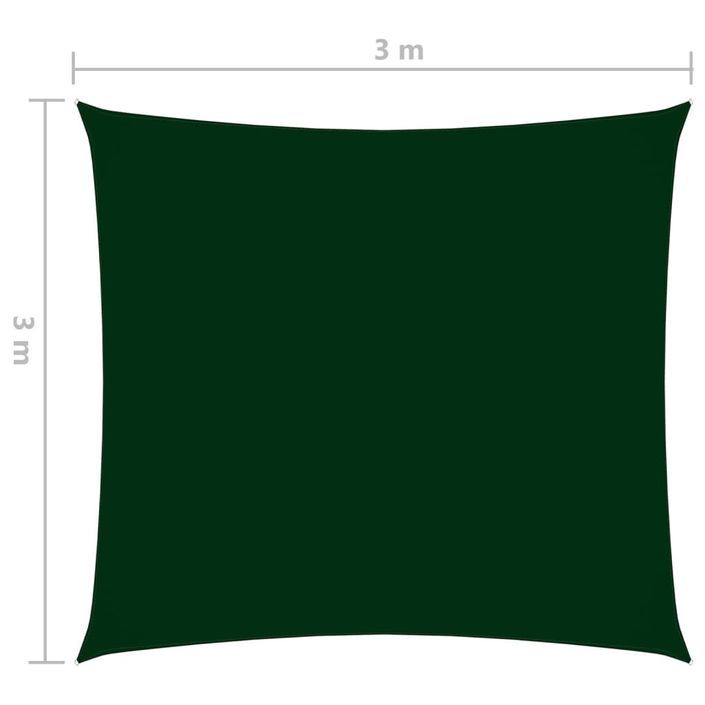 Voile de parasol Tissu Oxford carré 3x3 m Vert foncé - Photo n°6